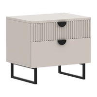 Sarantino Tessa Fluted 2-Drawer Bedside Table - Taupe