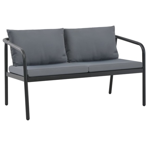 2 Seater Garden Bench with Cushions Grey Aluminium
