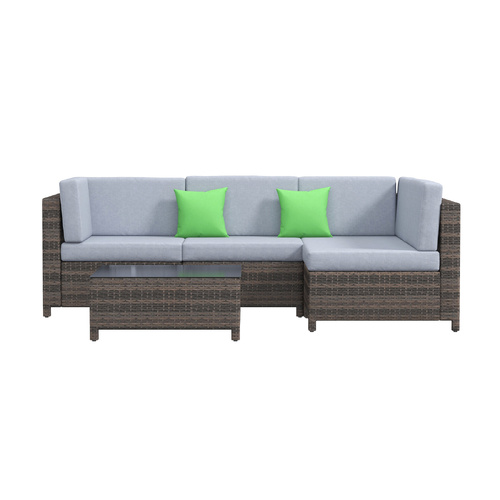Milano Outdoor 5 PC Rattan Sofa Set Colour Oatmeal Seat & Black Coating (5 Boxes) - Model-71832E