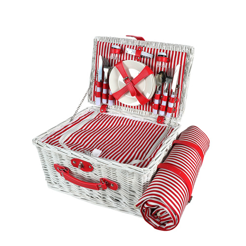 Picnic Basket Set Baskets 4 Person Wicker - Model-76FABF