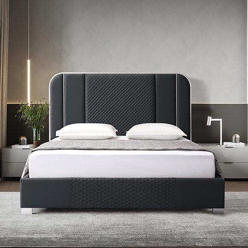 Halcyon Bed Frame King Black Pu Leather