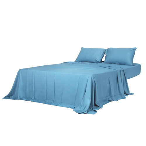 4pcs Double Size 100% Bamboo Bed Sheet Set in Blue Colour - Model-CB6818