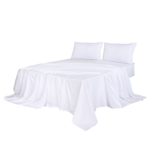 4pcs Double Size 100% Bamboo Bed Sheet Set in White Colour - Model-AC4E10