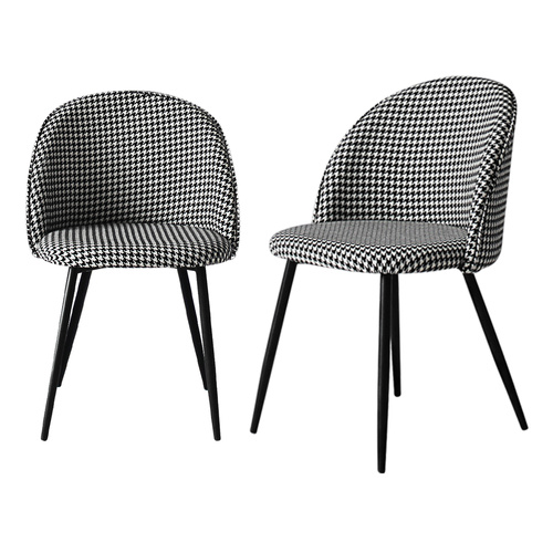 2x Dining Chairs Kitchen Cafe Black and White - Model-F3E3C5