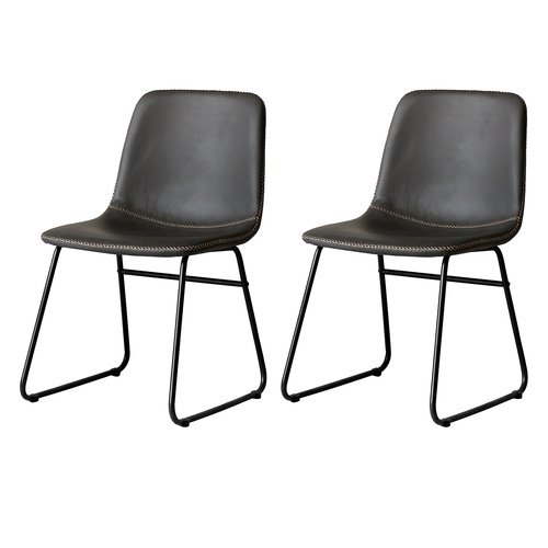 2x Dining Chairs Kitchen Table Black - Model-901706