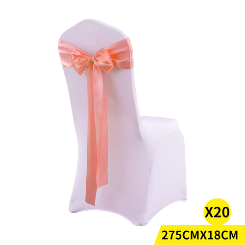 20x Satin Fabric Chair Sashes Cloth Coral - Model-560DB9