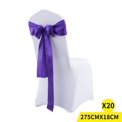 20x Table Runner Satin Chair Sashes Eggplant - Model-09164A