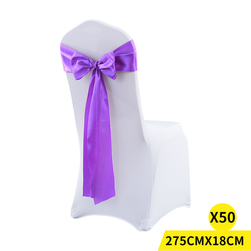 50x Satin Chair Sashes Cloth Cover Wedding Lavender - Model-7FA855