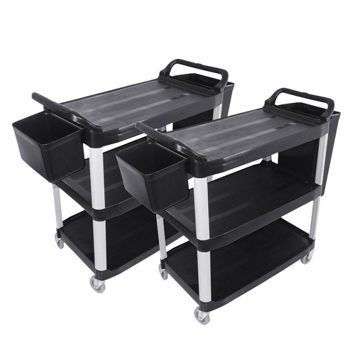 2X 3 Tier 83x43x95cm Food Trolley Food Waste Cart w/ 2 Bins Storage Kitchen Small