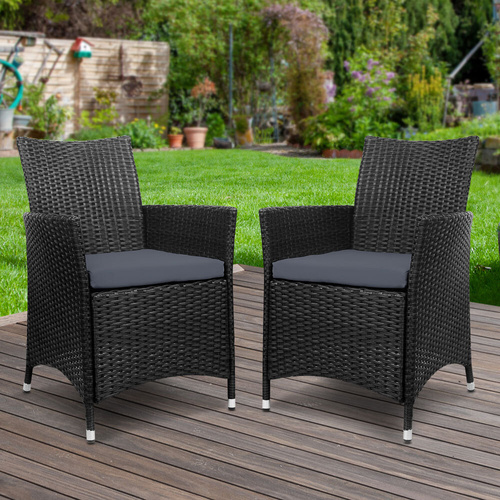 Outdoor Bistro Set Chairs Patio Furniture Dining Wicker Garden Cushion Gardeon