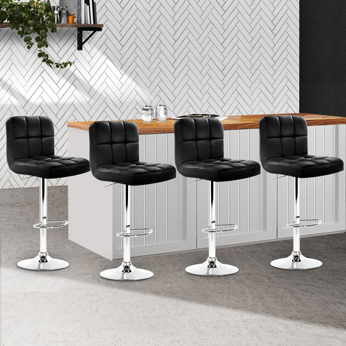 Set of 4 Bar Stools Gas lift Swivel - Steel