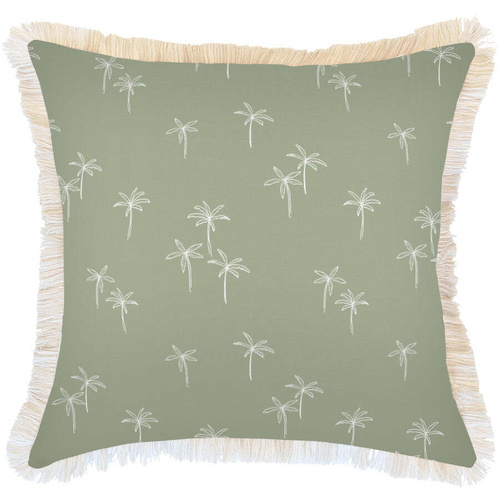Cushion Cover-Coastal Fringe Natural-Palm Cove Sage