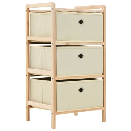 Storage Rack with Fabric Baskets Cedar Wood Beige