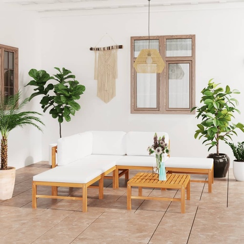 Garden Lounge Set with Cushions Solid Teak Wood