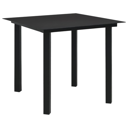 Garden Dining Table Black Steel and Glass