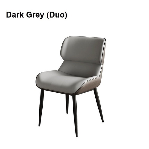 Italian Minimal List Dining Chairs PU Retro Chair Cafe Kitchen Modern Metal Legs x2