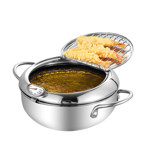 24cm Japanese Deep Frying Pan Silver - Model-150531