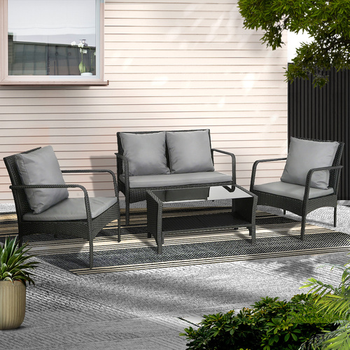 Outdoor Sofa Set Lounge Setting Wicker Table and Chairs Garden Patio Furniture