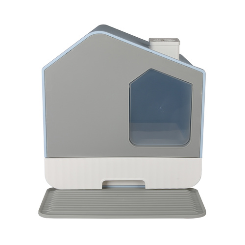 Fully Enclosed Cat Litter Box Mat Blue - Model-DE3AB7