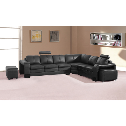 Majestic Sofa PU/PVC 6 Seater Black