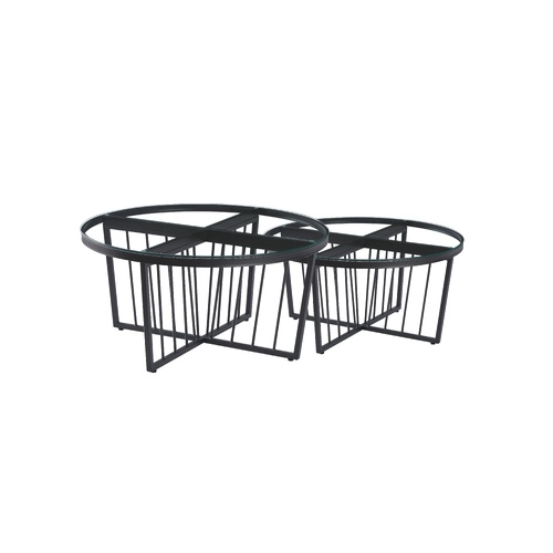 Salina Coffee Table 80cm Black Base - White Marble