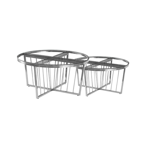 Salina Coffee Table 80cm Silver Base - White Marble