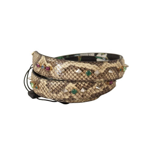 Dolce & Gabbana Women's Beige Exotic Leather Crystals Reversible Shoulder Strap - One Size