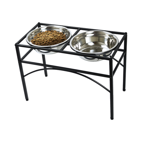 Dual Elevated Raised Pet Dog Puppy Feeder Bowl Stainless Steel Food Water Stand
