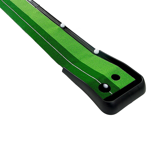 Indoor Practice Putting Green 2.5m Mat Inclined Ball Return Fake Grass 2 Holes