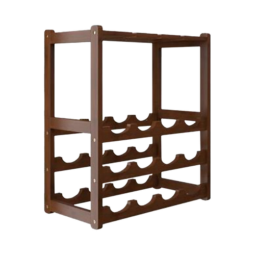 Wine Rack Free Standing 15 Bottles with 6 Glasses Holder Bamboo Wine Storage