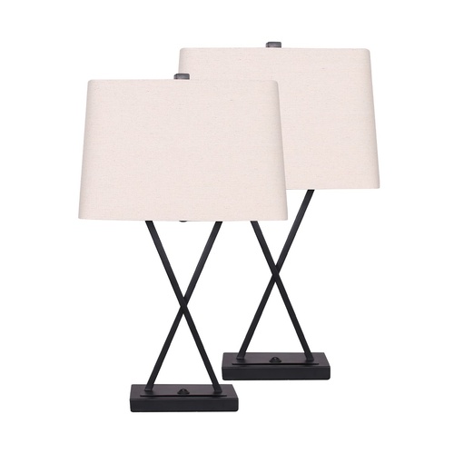 Metal Table Lamp Rectangular Shade X Stand
