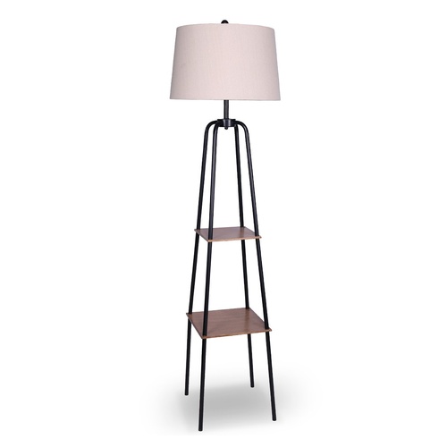 Metal Etagere Floor Lamp Shade Metal Shelf in Wood Finish